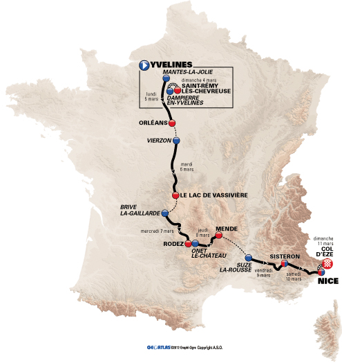 Carte Paris-Nice 2012