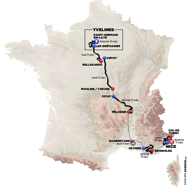 Carte Paris-Nice 2019