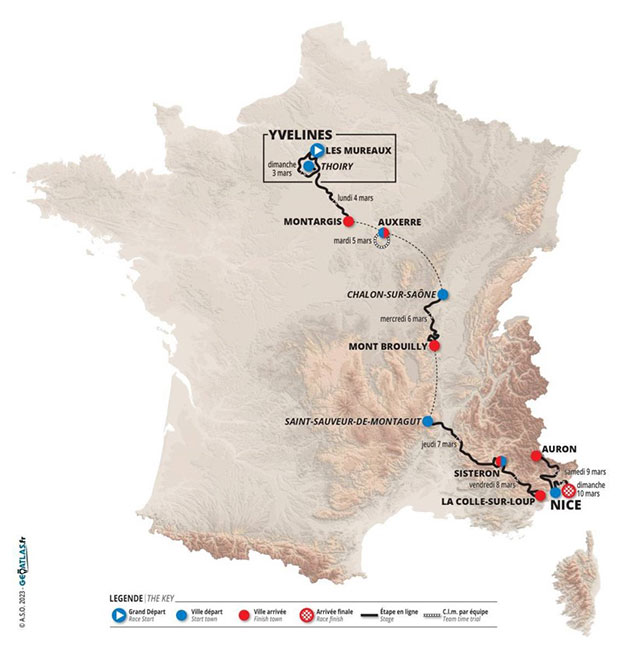 Carte Paris-Nice 2024