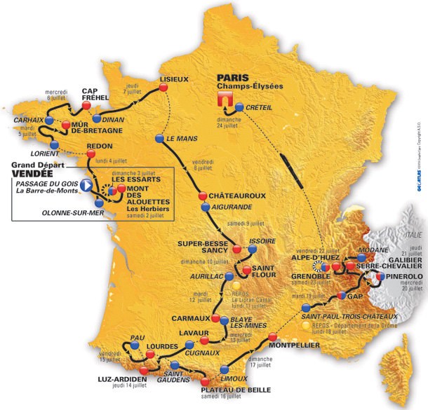 Carte Tour de France 2011