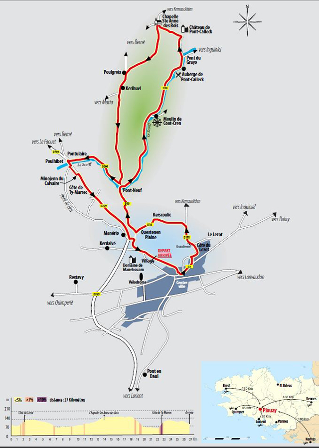 Carte GP Ouest France - Plouay 2013