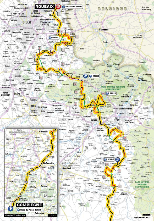 Carte Paris-Roubaix 2013