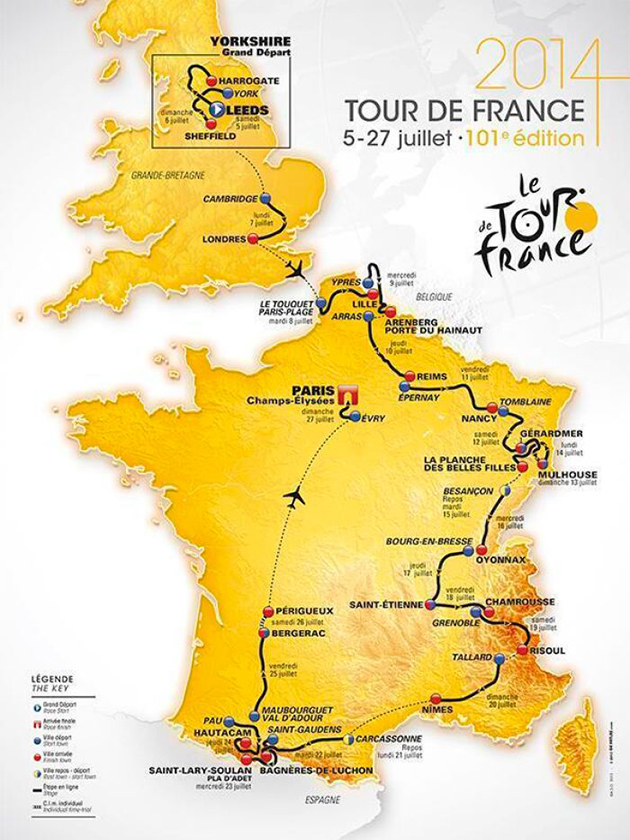 Carte Tour de France 2014
