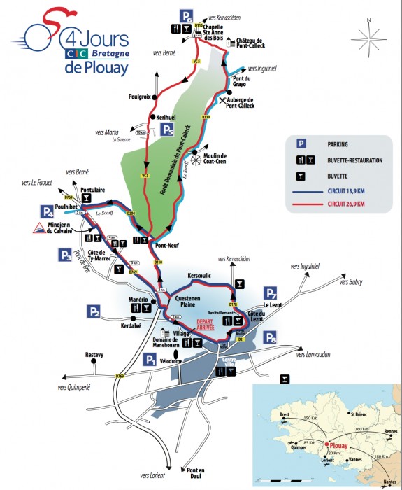 Carte GP Ouest France - Plouay 2015