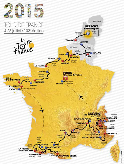 Carte Tour de France 2015
