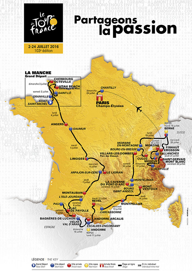 Carte Tour de France 2016