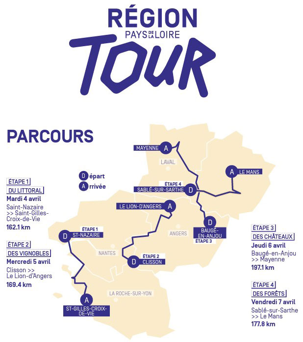 Carte Région Pays de la Loire Tour 2023
