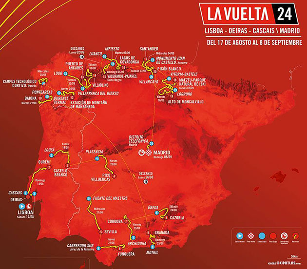 Carte Tour d'Espagne 2024