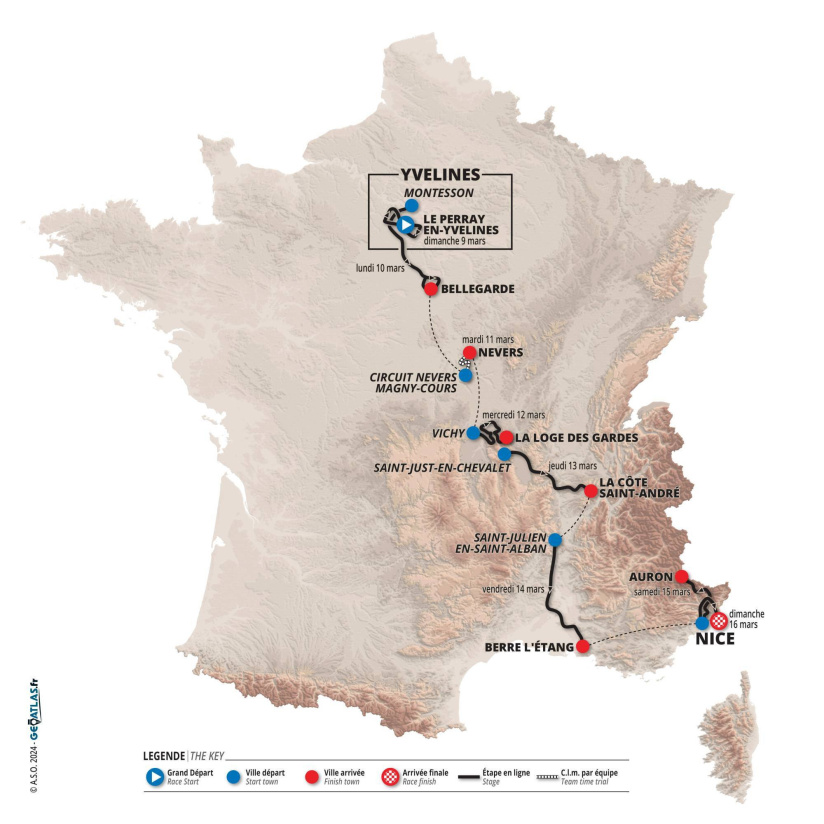 Carte Paris-Nice 2025