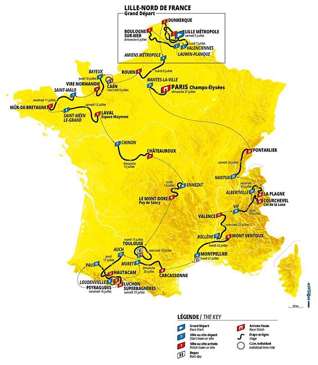 Carte Tour de France 2025